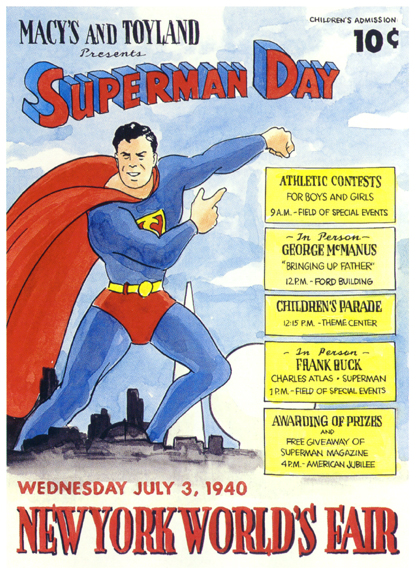 Poster for SUPERMAN DAY in 1940, by Lou Zimmerman